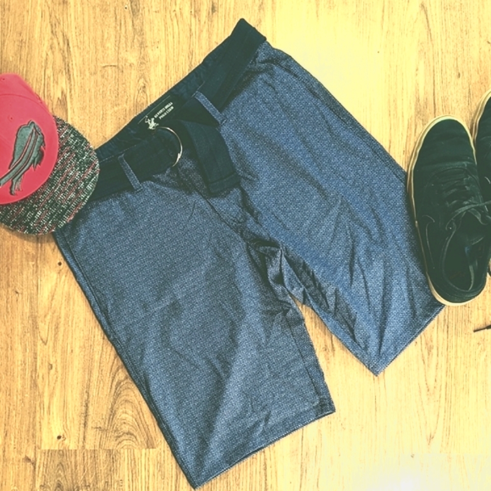 Beverly Hills Polo Club Men's Golf Casual Dress Walking Shorts Belt Blue Sz 34